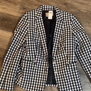 Banana Republic Black and White Gingham Blazer